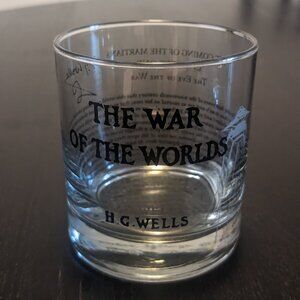 H.G. Wells War of the Worlds literature rocks cocktail whiskey glass used